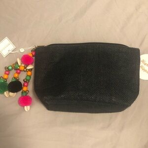 Shira Leah Black Lightweight Nana Beads Shells Zip Pouch